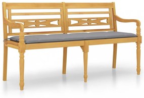 tömör tíkfa Batavia pad szürke párnával 150 cm