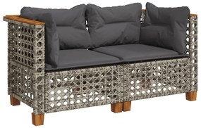 vidaXL 2 db szürke polyrattan kerti sarokkanapé párnával