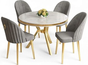 Mos étkezőgarnitúra, fehér márvány-arany, 90 cm – TR240CHR2918