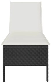 fekete polyrattan napozóágy párnával 55x200x44 cm
