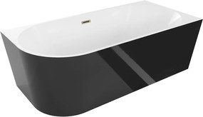 Luxury Mia szabadon álló fürdökád akril   jobbos  170 x 80 cm, fehér/fekete,  leeresztö arany - 52691708075P-G Térben álló kád