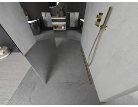 Mexen Kioto, átmenő zuhanyparaván 120 x 200 cm, 8 mm-es üvegmintás tükör, 2x arany stabilizáló távtartó, 800-120-002-50-50