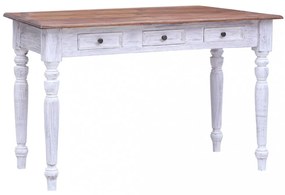 Fehér fiókos tömör újrahasznosított fa íróasztal 117x57x75 cm