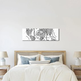 Kép - Piktogramok térképe (órával) (90x30 cm)