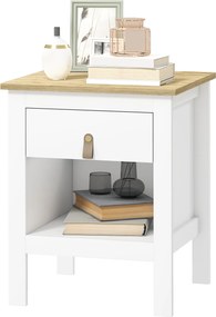 HOMCOM Modern Éjjeli Asztal Fiókkal és Nyitott Térrel, 45x40x55 cm, Fehér | Aosom