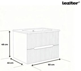 Trent 60 alsó fürdőszobabútor kerámia mosdóval 2 fiókos, antracit szürke