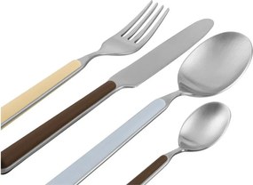 Barna-ezüstszínű rozsdamentes acél egyszemélyes evőeszköz készlet 4 db-os Noli – noo.ma