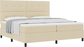 vidaXL Boxrugós ágy matracmal fejtámlával Krém 200 x 200 cm szövet