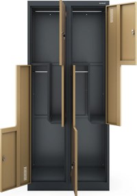 Fémszekrény JULIA, 800 x 1850 x 450 mm, Eco Design: antracit/ diófa színben