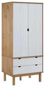 OTTA barna és fehér tömör fenyőfa gardrób 76,5 x 53 x 172 cm