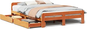 vidaXL viaszbarna tömör fenyőfa ágy matrac nélkül 150 x 200 cm