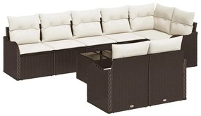 Kerti Kanapé Szett párnával 9 pcs Barna és fehér Poli rattan