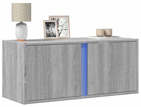 szürke sonoma színű fali TV-szekrény LED-del 80x31x35 cm
