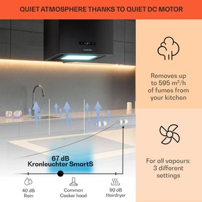 Klarstein Kornleuchter Smart, sziget páraelszívó, 595 m³/ó, vezérlés alkalmazáson keresztül, LED panel