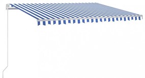kék és fehér kézzel kihúzható LED-es napellenző 450 x 350 cm