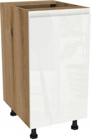 Alsó szekrény 40 Frezo tölgy Evoke front fogantyú nélküli fehér akril fényes