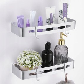 Fürdőszobai Akasztós Zuhanypolc Ezüst 2DB