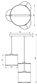 Csillár zsinóron LOFT SHADE 3xE27/60W/230V fekete/arany