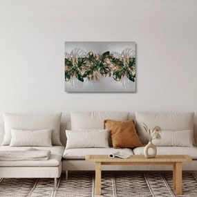 Kép - Gold-green, trópusi levelek (üvegen) (70x50 cm)