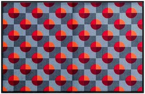 Geometriai mintás prémium lábtörlő - piros-szürke (Válassz méretet: 75*50 cm)