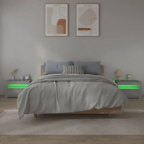 2 db szürke sonoma színű éjjeliszekrény LED-ekkel 60x35x40 cm
