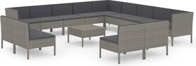 vidaXL 14 részes szürke polyrattan kerti ülőgarnitúra párnákkal