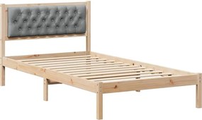 vidaXL Ágykeret fejtámlával Világosszürke 100 x 200 cm Tömör fenyőfa