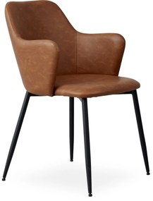Skylar design szék, konyak műbőr, fekete fém láb