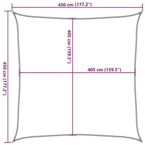 sárga négyzet alakú HDPE napvitorla 160 g/m² 4,5x4,5 m