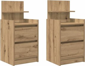 vidaXL 2 db kézműves tölgy éjjeliszekrények 2 fiókkal 38x34x80 cm