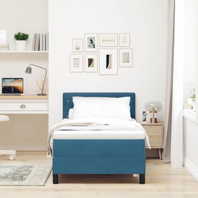 Boxspring Ágy Matrac &amp; LED Sötétkék 90x190 cm Bársony