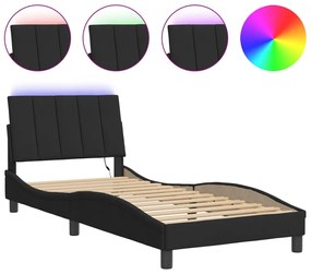 fekete bársony ágykeret LED-világítással 80 x 200 cm