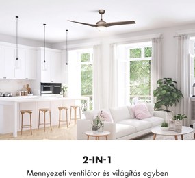 Klarstein Figo, titán, mennyezeti ventilátor, 52", 55 W, mennyezeti lámpa, 2 x 42 W, távirányító