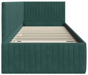 Sarokágy keret fejtámlával Sötétzöld 80 x 200 cm Bársony