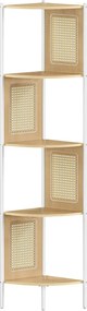 5 szintes sarokpolc, könyvespolc polirattan oldalakkal, 156x32x32 cm, tölgy bézs