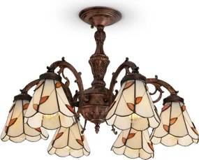 Brilagi - Tiffany vitrázs felületre szerelt csillár FOLIA 6xE27/60W/230V átmérő 60 cm