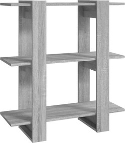 vidaXL szürke sonoma színű térelválasztó könyvszekrény 80x30x87 cm
