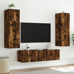 2 db füstös tölgy fali TV-szekrény LED-ekkel 80x35x31 cm