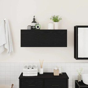 fekete szerelt fa fali fürdőszobaszekrény 80x25x30 cm
