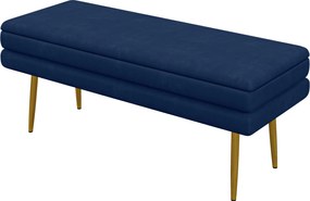 HOMCOM Tároló Pad, Párnázott Pad Tárolóhellyel, Bársonyos Kivitel, Ágy Pad Acél Lábbal, Cipő Pad, Tároló Pad Nappalira, Hálószobába, Kék, 100 x 37,5 x
