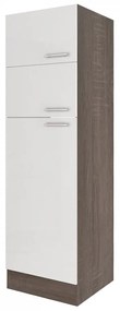 Yorki 60-as felülfagyasztós hűtős kamra szekrény yorki tölgy korpusz selyemfényű fehér fronttal