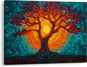 Kép - Az élet fája és a nap mozaikban (70x50 cm)
