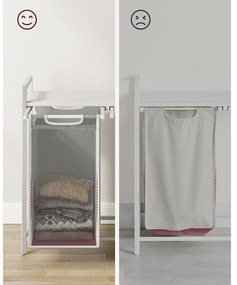 Szennyeskosár 2 rekesszel, fém kerettel, fehér és szürke színben