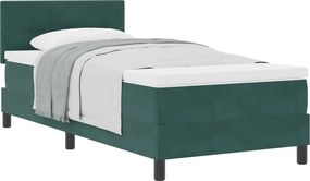 vidaXL Boxrugós ágy matracmal Sötétzöld 80 x 200 cm Bársony