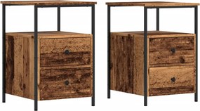 vidaXL 2 db antik fa színű szerelt fa éjjeliszekrény 34 x 35,5 x 50 cm