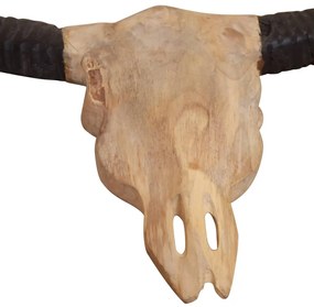 bika koponya fali-dísz tíkfából 69 x 6 x 60 cm
