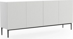 Nicole komód 200 cm négyajtós, mart előlapos - matt fehér / fekete lábak