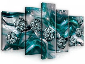 Vászonkép, 5 darabos, Türkiz absztrakt gyöngyökkel 170x100 cm méretben