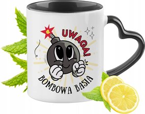 Basi Bögre Fekete Szív Alakú Füllel Ajándék Nyomtatott