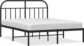 vidaXL fekete fém ágykeret fejtámlával 140 x 190 cm